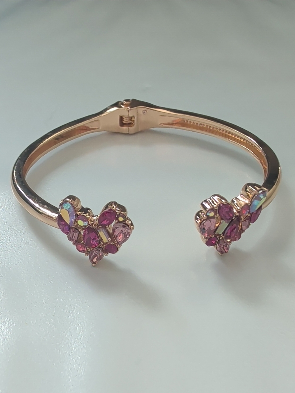 INC International Concepts Gold Bracelet with Pink Heart Crystals